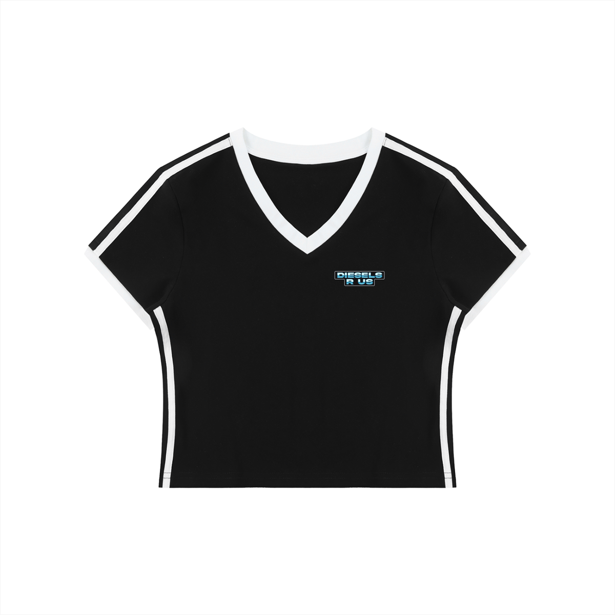 Women's Retro Binding V-Neck Crop T-Shirt